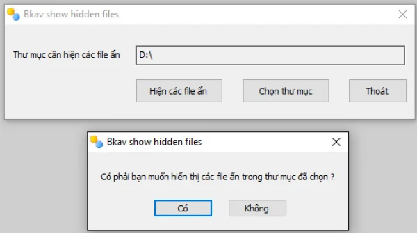 Phần mềm FixAttrb Bkav hiện file ẩn