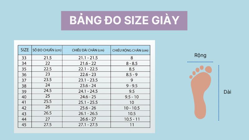 Bảng đo size giày